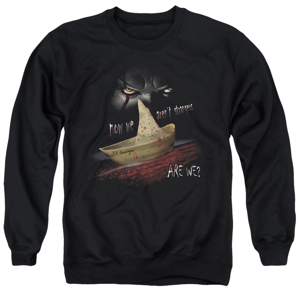 It & Now We Arent Strangers Adult Crewneck Sweatshirt, Black - 3X