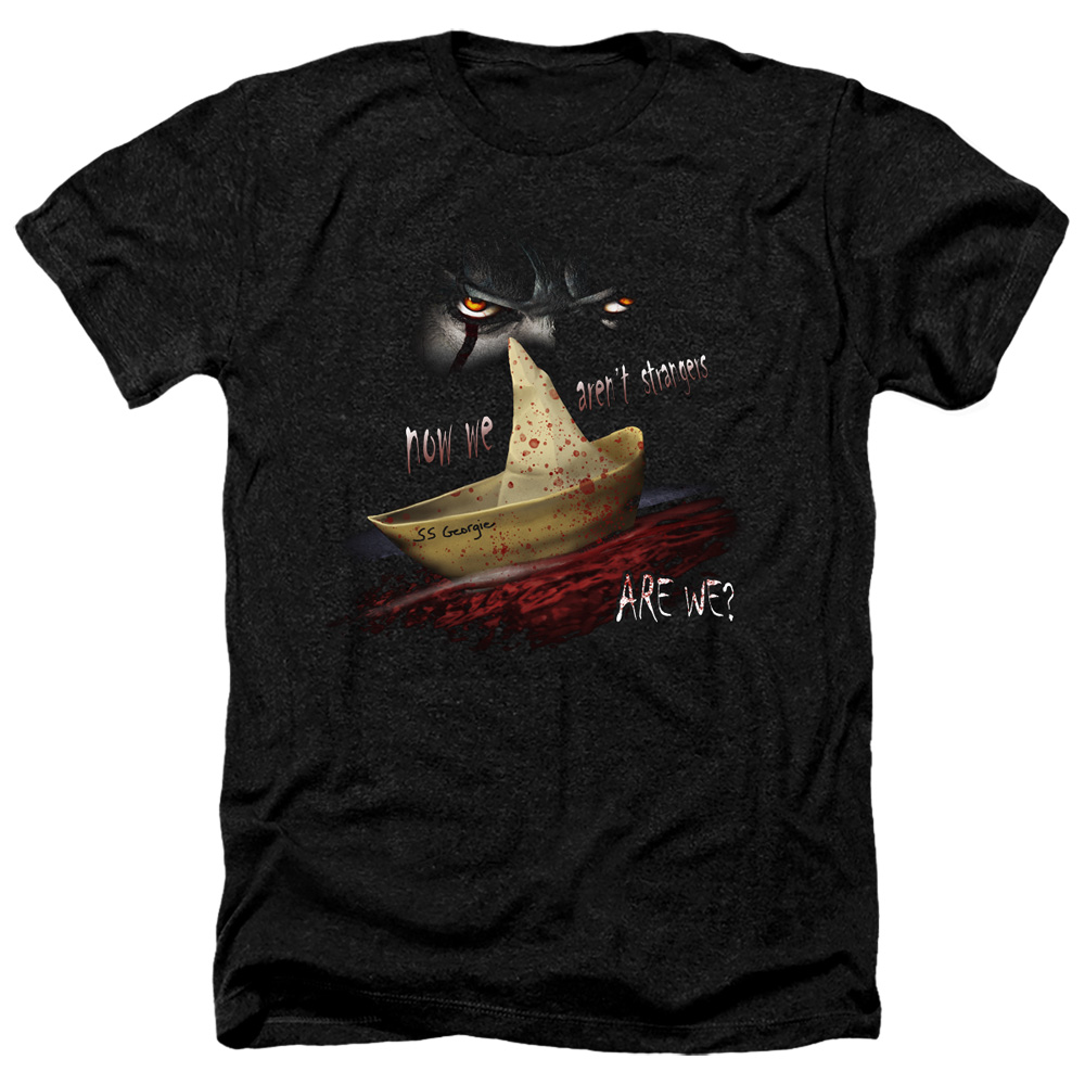 It & Now We Arent Strangers Adult Heather T-Shirt, Black - Medium