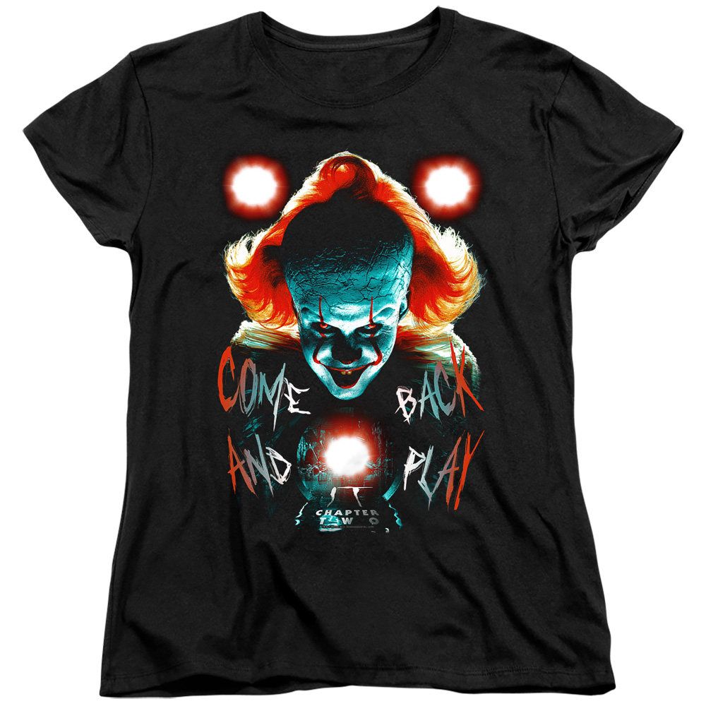 WBM886-WT-5 It & Dead Lights Womens Short Sleeve Tee Shirt, Black - 2X