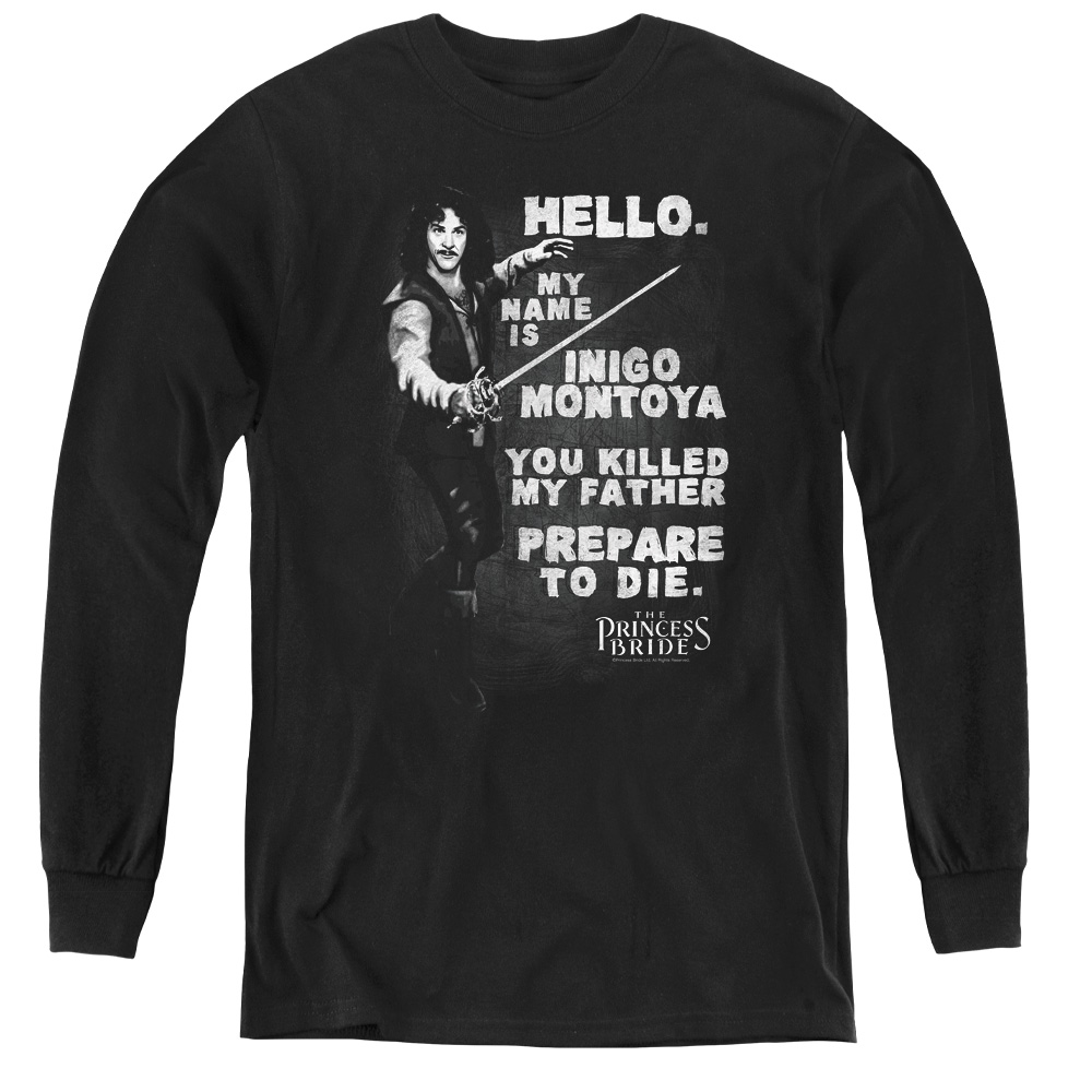 Princess Bride & Hello Again Youth Long Sleeve Tee Shirt, Black - Medium