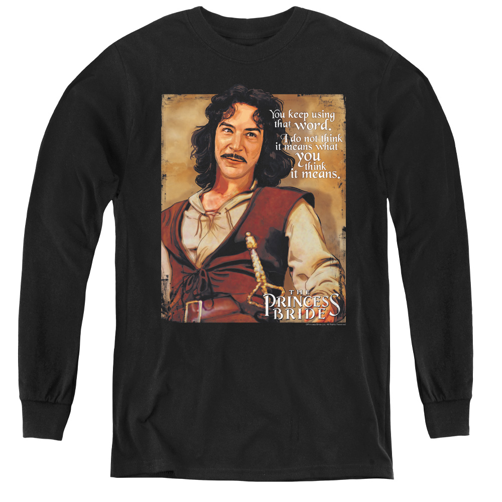 Princess Bride & Word Youth Long Sleeve Tee Shirt, Black - Small