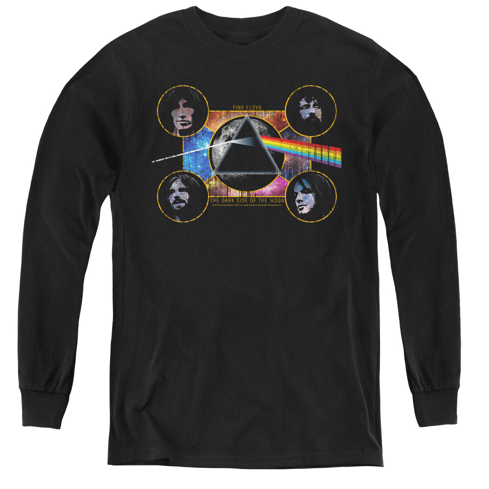 Pink Floyd & Dark Side Heads Youth Long Sleeve Tee Shirt, Black - Medium