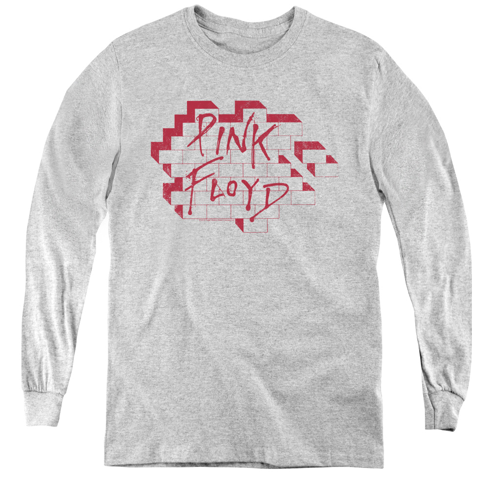 Roger Waters & Wall Logo Youth Long Sleeve Tee Shirt, Athletic Heather - Medium