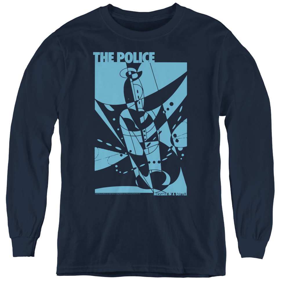 The Police & Message In a Bottle Youth Long Sleeve Tee Shirt, Navy - Medium