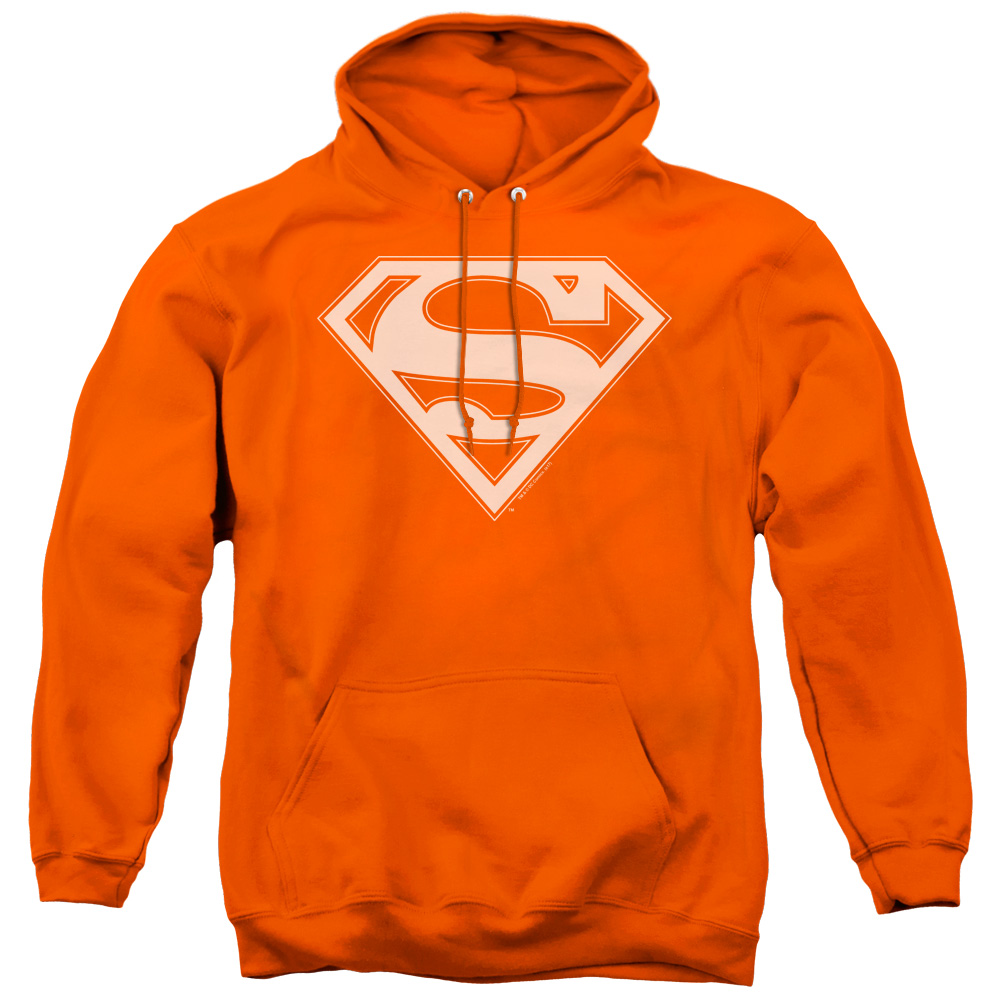 Superman Orange & White Shield Adult Pull Over Hoodie, Orange - Medium