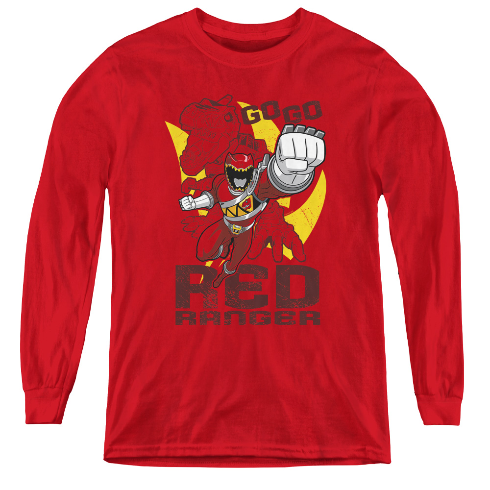 Power Rangers & Go Red Youth Long Sleeve Tee Shirt, Red - Medium