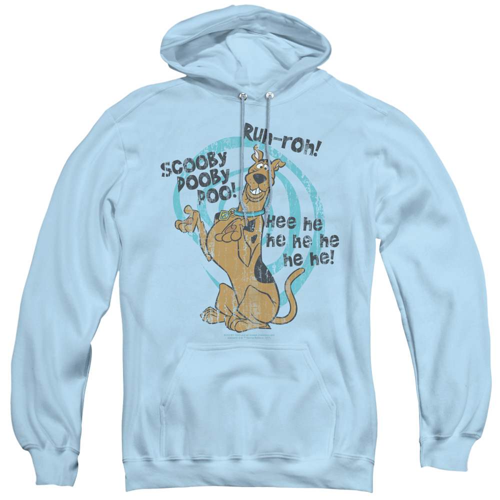 SD102-AFTH-2 Scooby Doo & Quoted Adult Pull Over Hoodie, Light Blue - Medium