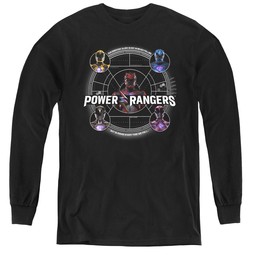 Power Rangers & Greatest Glory Youth Long Sleeve Tee Shirt, Black - Medium