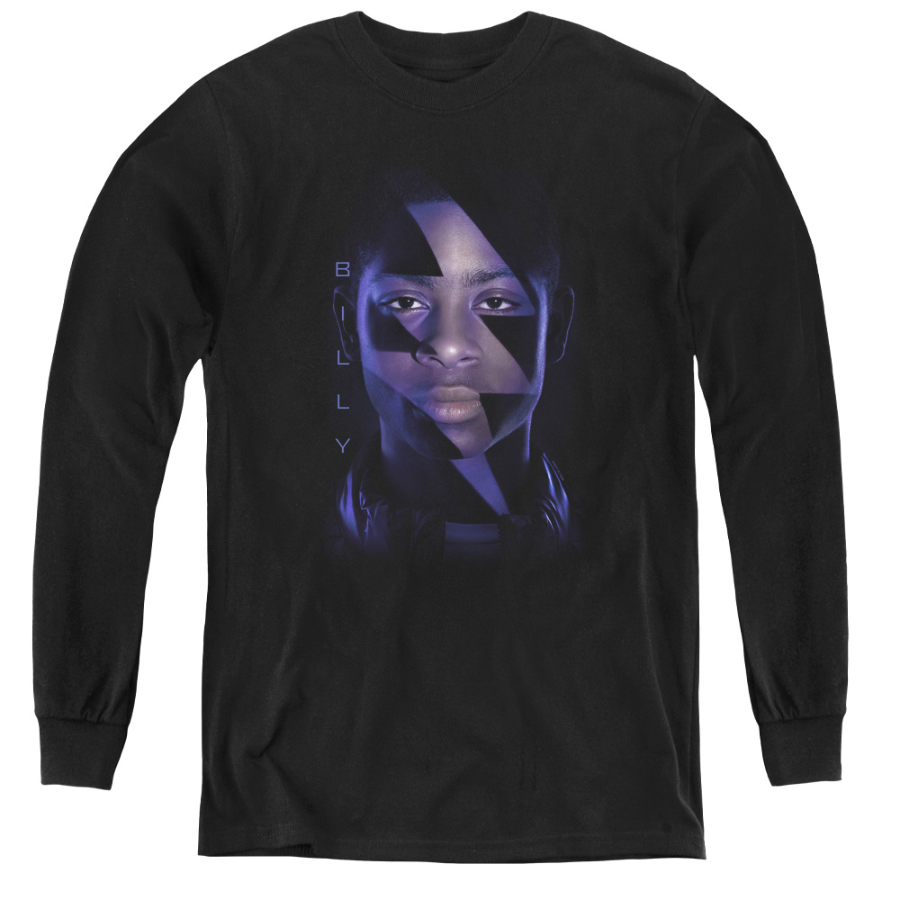 Power Rangers & Billy Bolt Youth Long Sleeve Tee Shirt, Black - Small