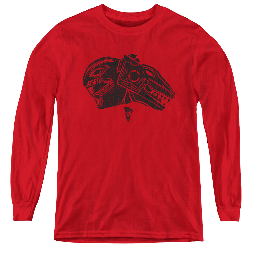 Power Rangers & Red Youth Long Sleeve Tee Shirt, Red - Large