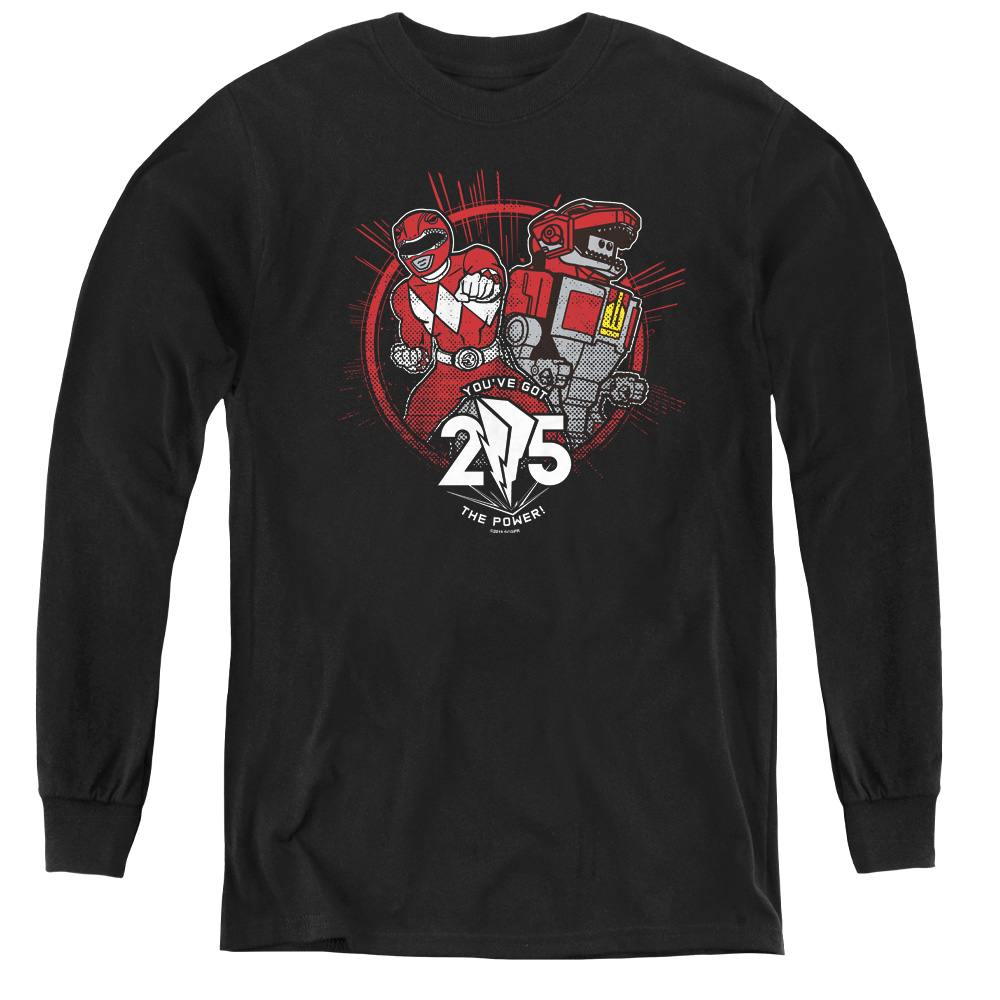 Power Rangers & Red 25 Youth Long Sleeve Tee Shirt, Black - Medium