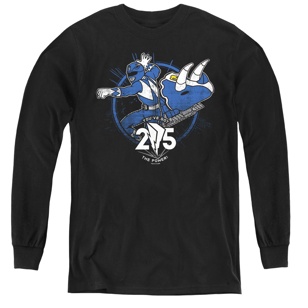 Power Rangers & Blue 25 Youth Long Sleeve Tee Shirt, Black - Medium