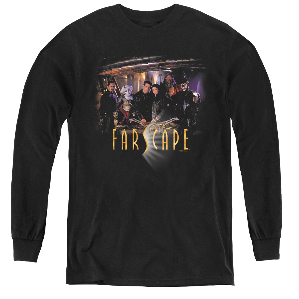 FAR100-YL-4 Farscape & Cast Youth Long Sleeve Tee, Black - Extra Large