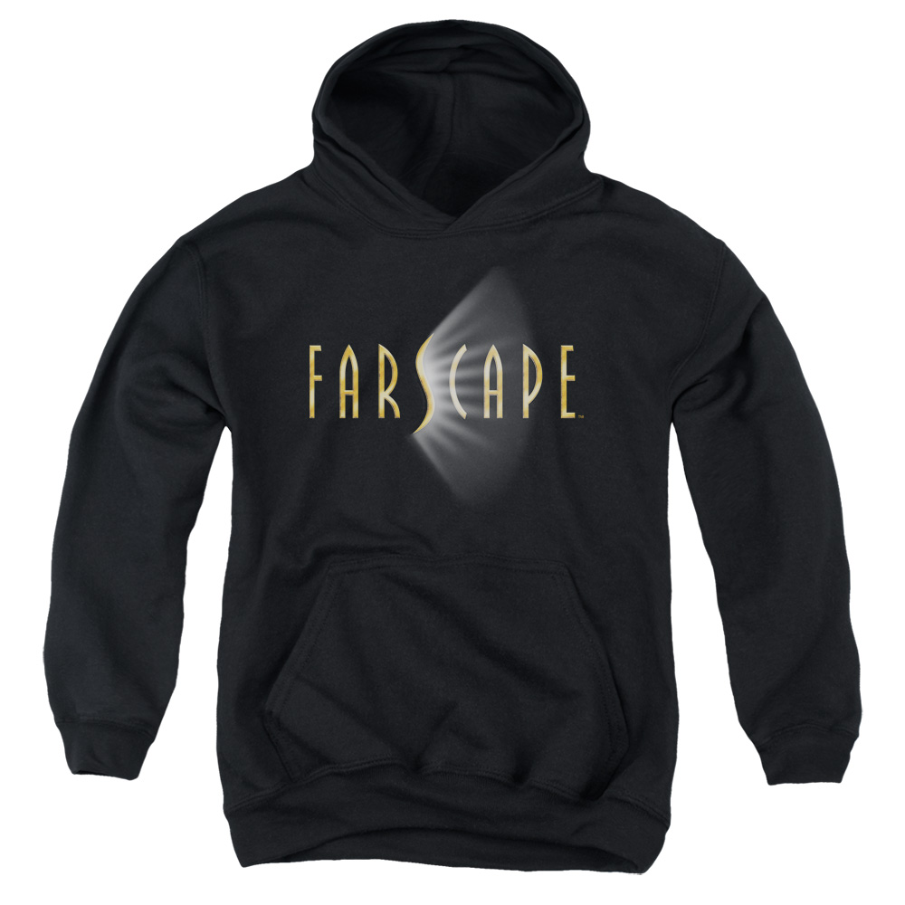 FAR101-YFTH-3 Farscape & Logo-Youth Pull-Over Hoodie, Black - Large
