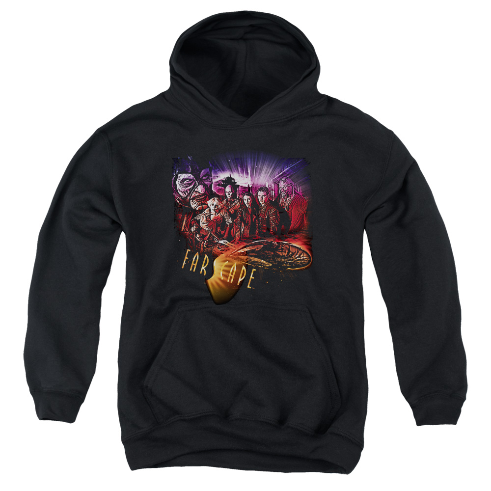 Trevco   Farscape & Graphic Collage-Youth Pull-Over Hoodie, Black - Extra Large