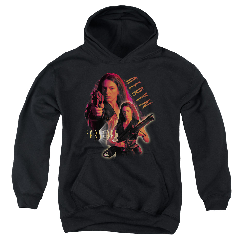 FAR115-YFTH-4 Farscape & Aeryn-Youth Pull-Over Hoodie, Black - Extra Large