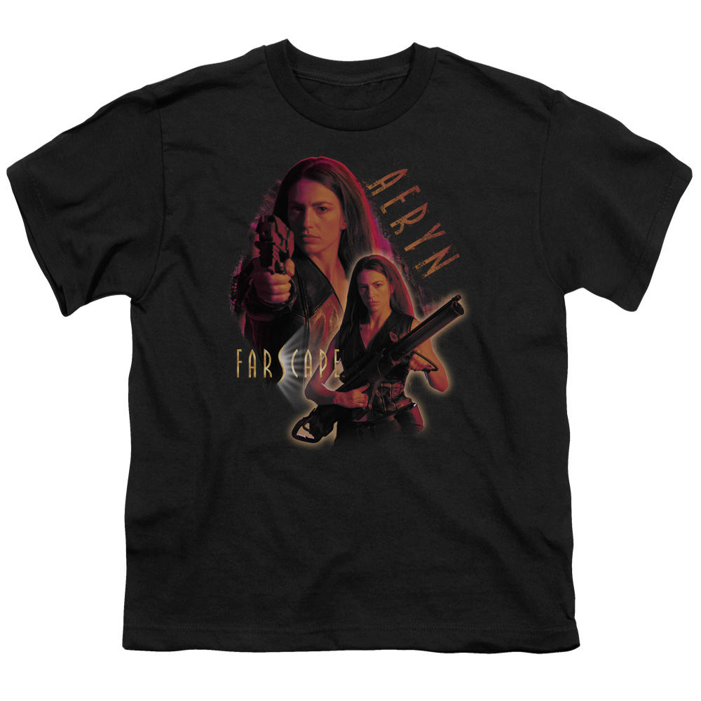 Farscape & Aeryn Short Sleeve Youth 18-1 T-Shirt, Black - Medium