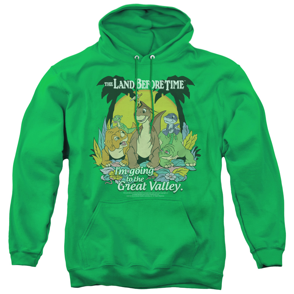 UNI312-AFTH-5 Land Before Time & Great Valley Adult Pullover Hoodie, Kelly Green - 2X