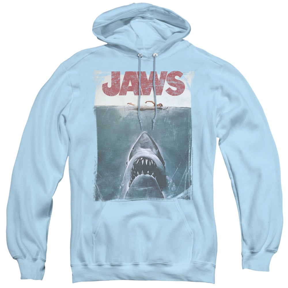 UNI317-AFTH-6 Jaws & Title Adult Pullover Hoodie, Light Blue - 3X