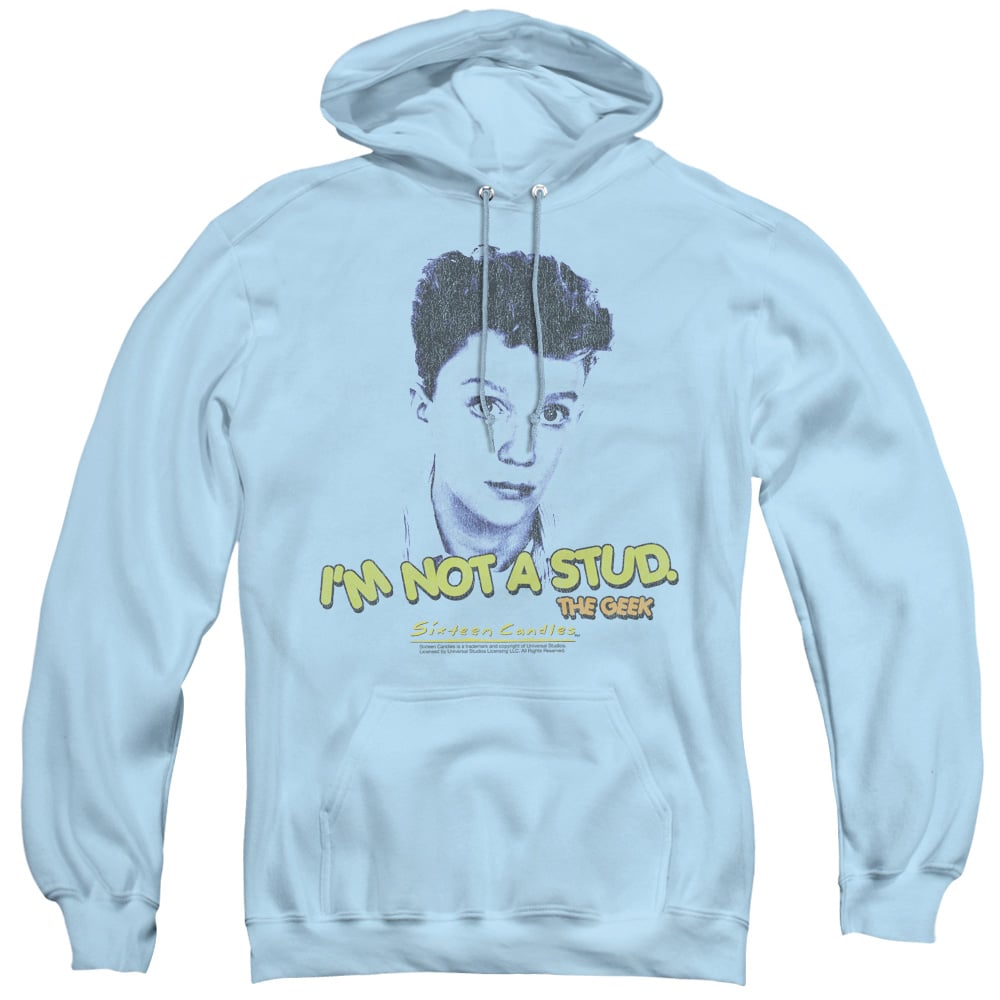 UNI329-AFTH-2 Sixteen Candles & Stud Adult Pullover Hoodie, Light Blue - Medium