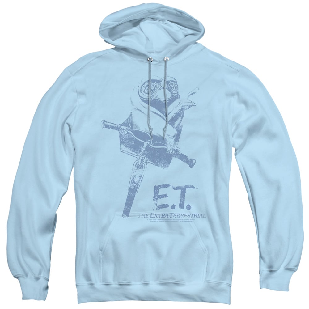 UNI491-AFTH-2 Extra Terrestrial & Bike Adult Pullover Hoodie, Light Blue - Medium