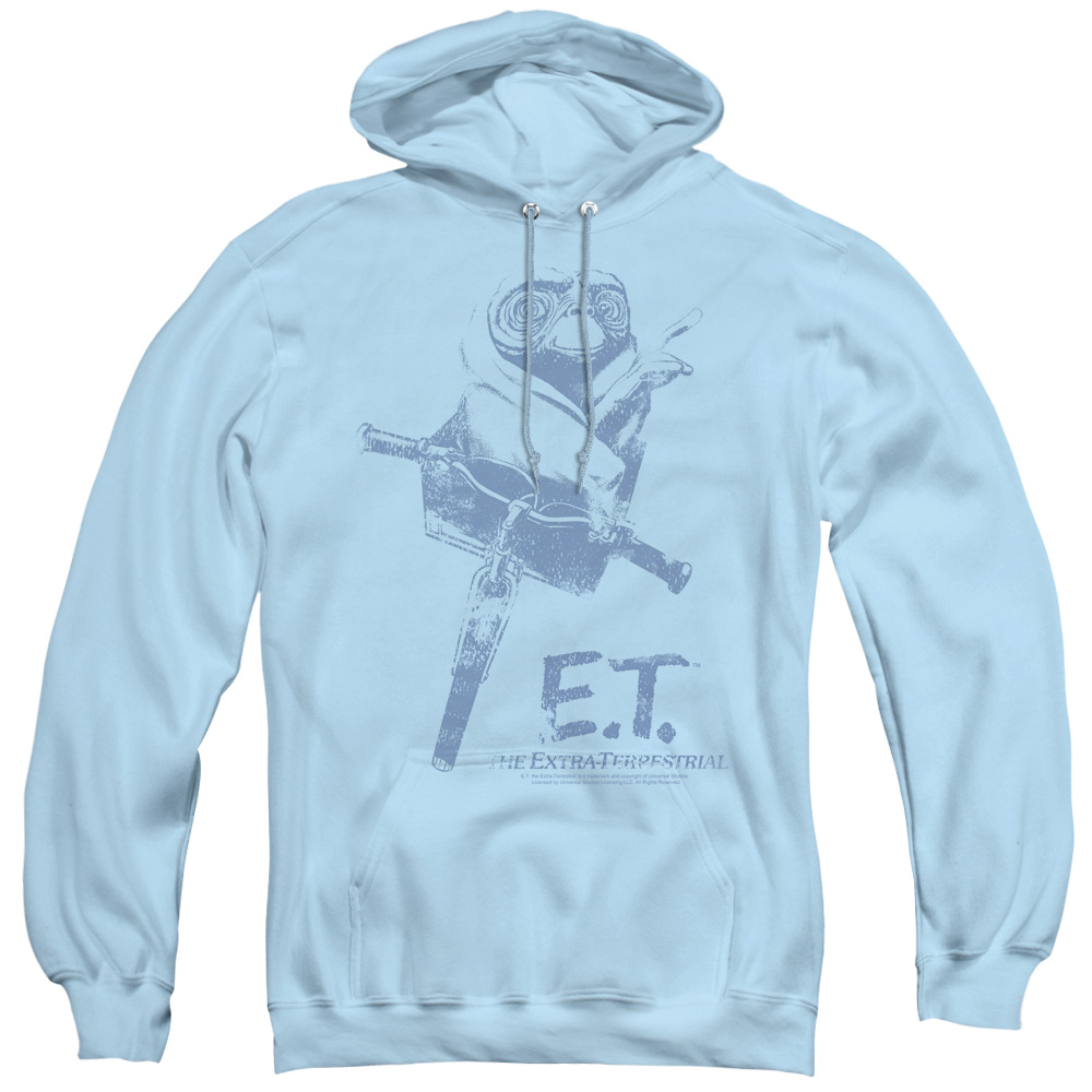 UNI491-AFTH-5 Extra Terrestrial & Bike Adult Pullover Hoodie, Light Blue - 2X