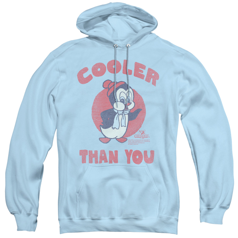 UNI528-AFTH-2 Chilly Willy & Cooler Than You Adult Pullover Hoodie, Light Blue - Medium