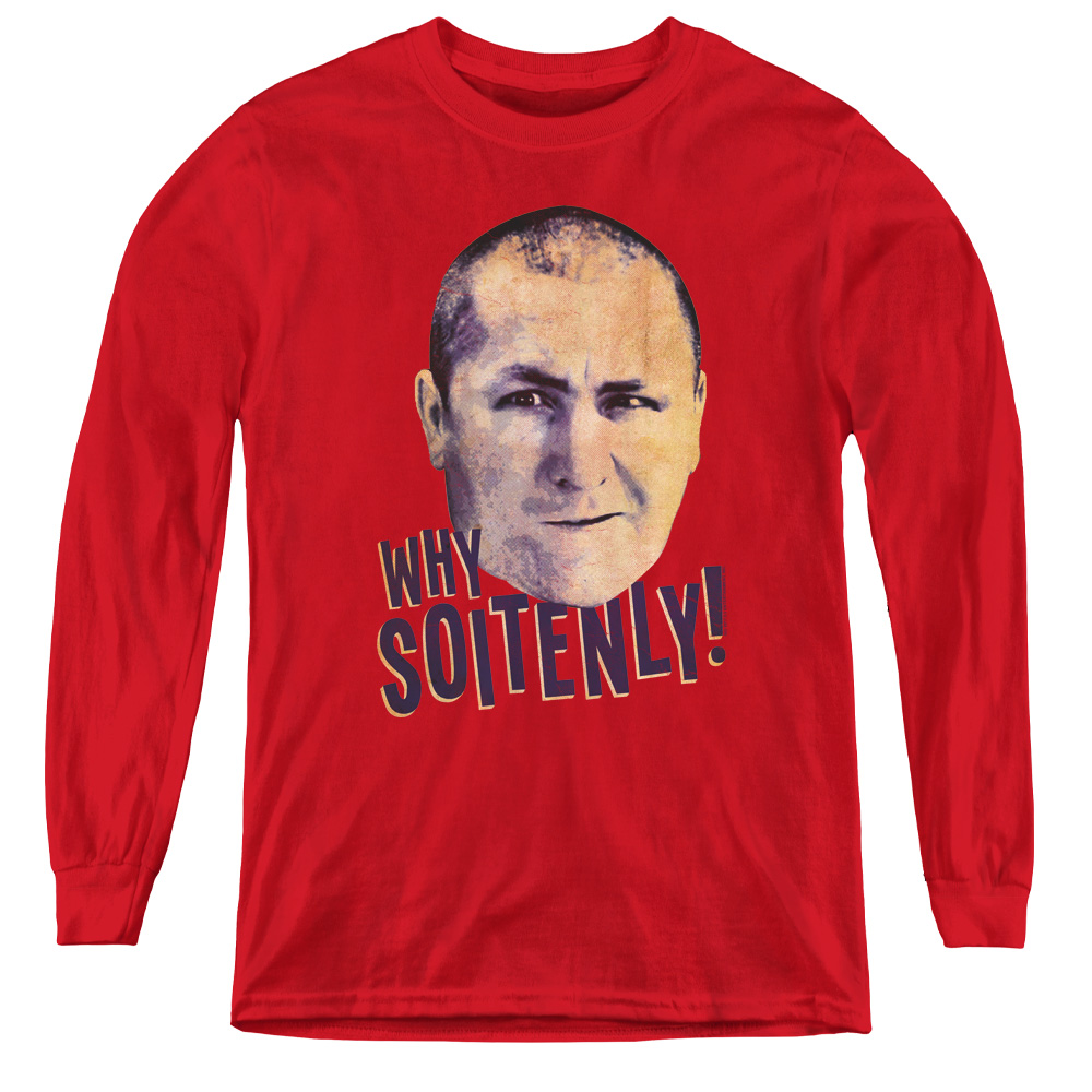 Three Stooges & Why Soitenly Youth Long Sleeve T-Shirt, Red - Extra Large