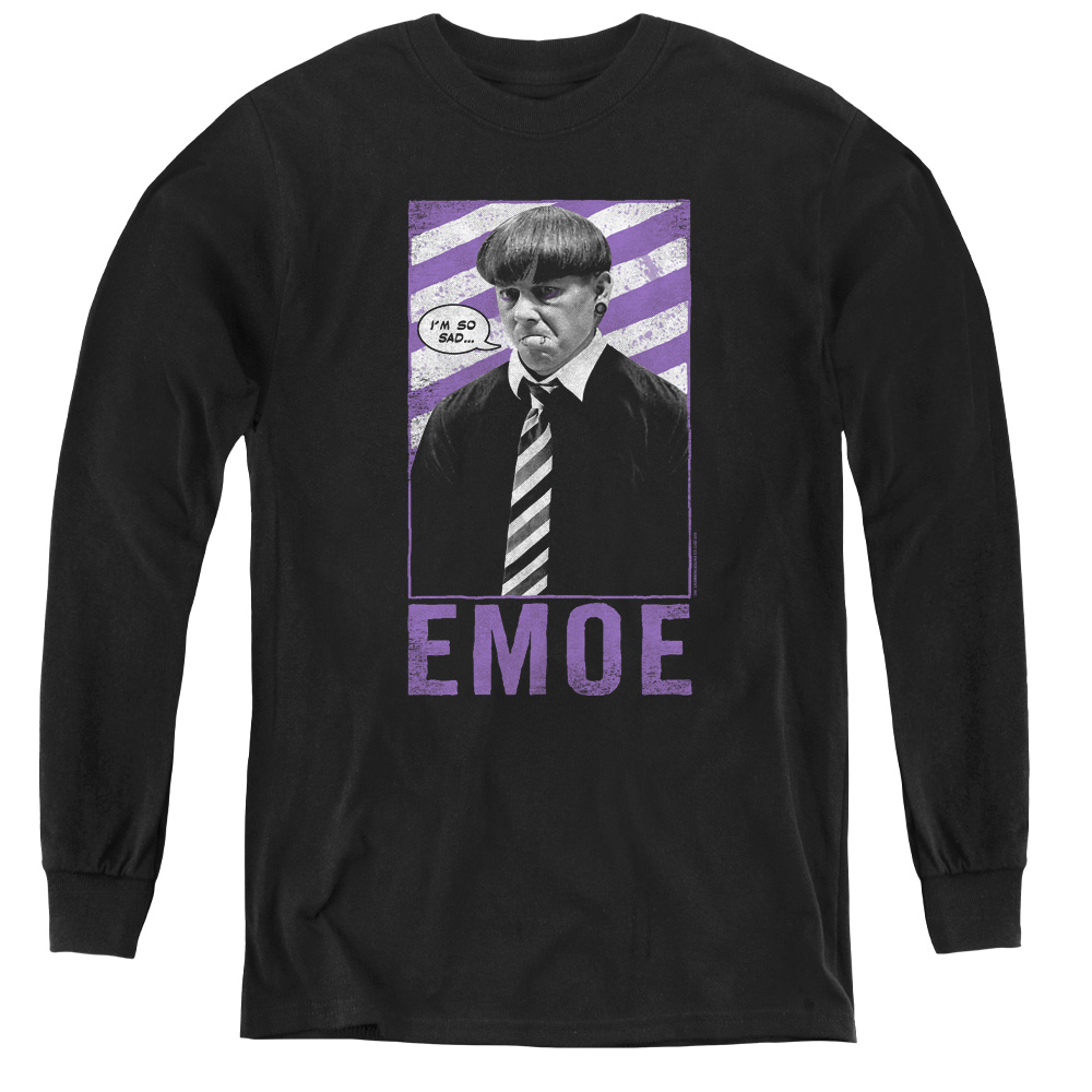 Three Stooges & Emoe Youth Long Sleeve T-Shirt, Black - Large