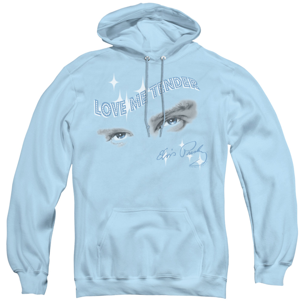 ELV239-AFTH-1 Elvis Presley & Tender Eyes Adult Pullover Hoodie, Light Blue - Small