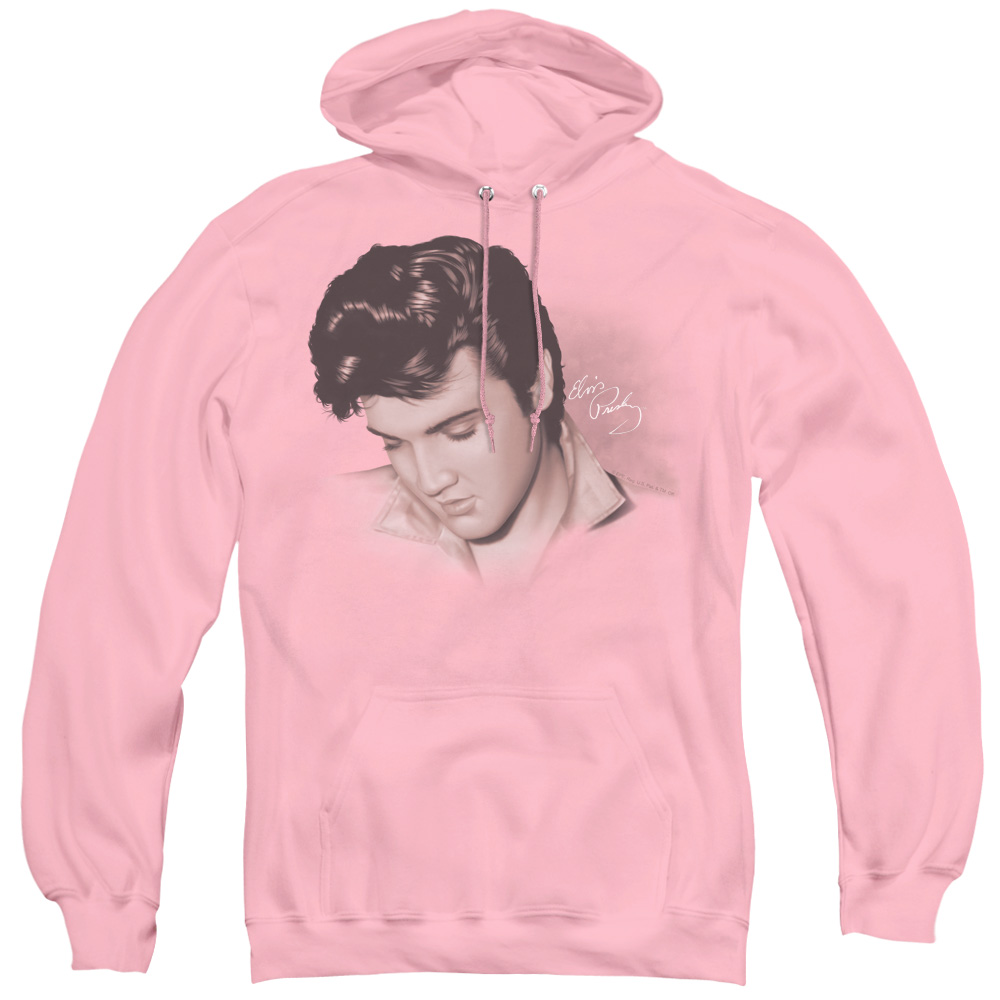 Trevco   Elvis Presley & Looking Down Adult Pullover Hoodie, Pink - Large
