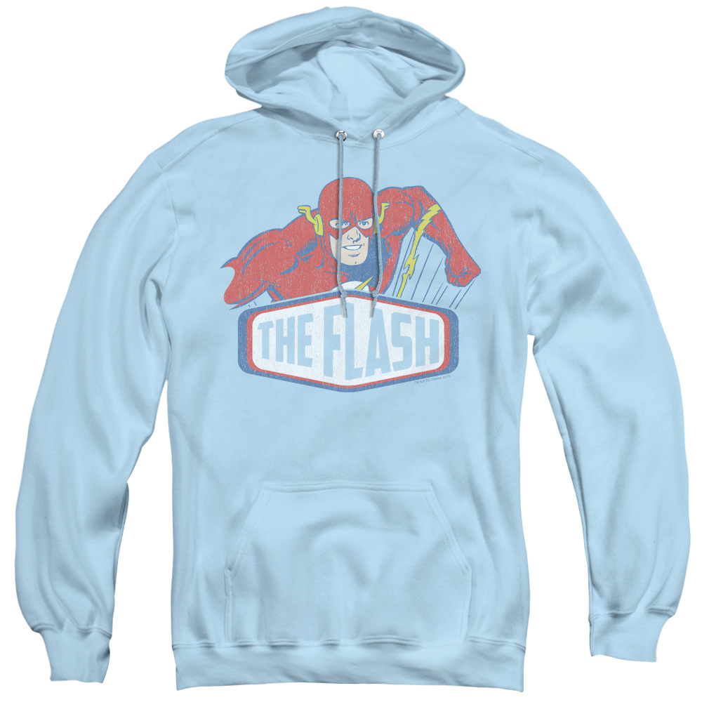 Trevco   DC Flash & Flash Sign Adult Pullover Hoodie, Light Blue - Small
