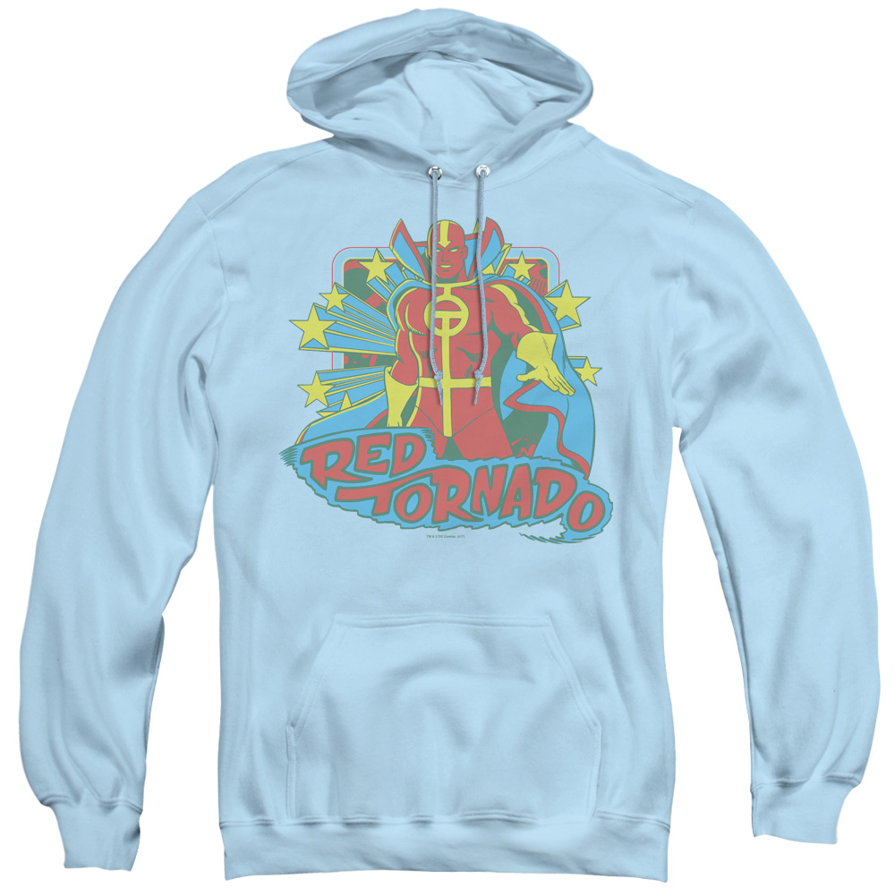 DCO678-AFTH-3 DC & Red Tornado Stars Adult Pullover Hoodie, Light Blue - Large