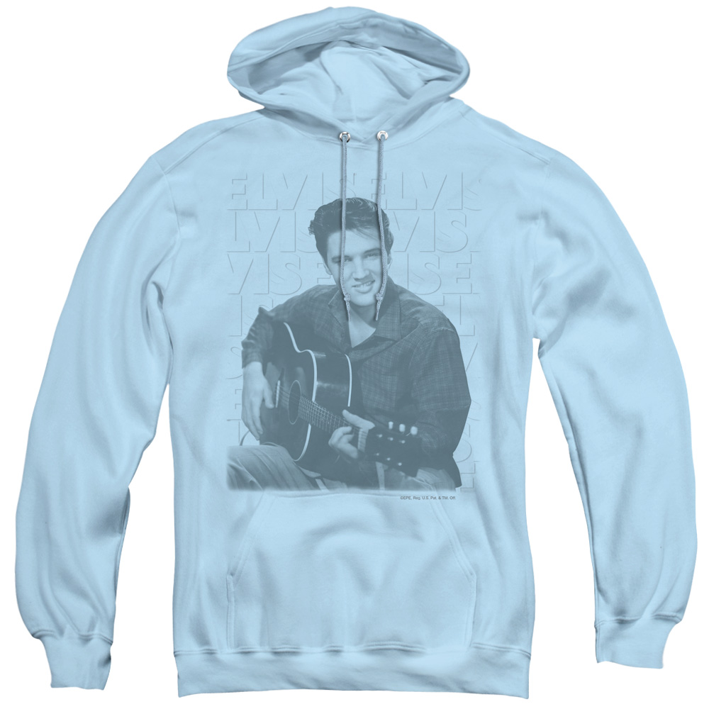 Elvis Presley & Repeat Adult Pullover Hoodie, Light Blue - 3X
