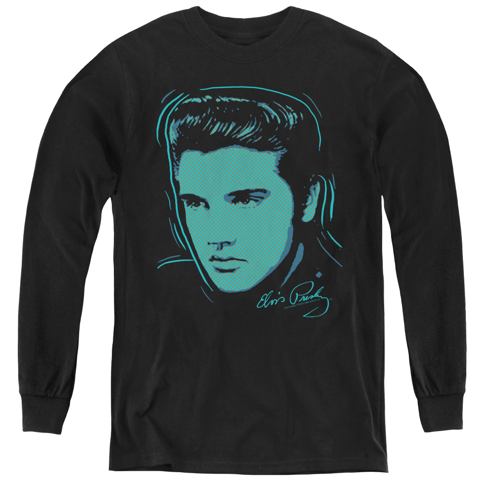Elvis Presley & Young Dots Youth Long Sleeve T-Shirt, Black - Extra Large