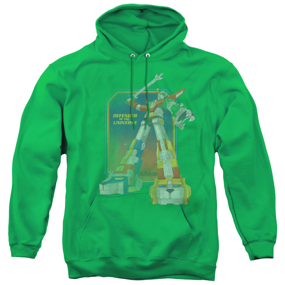 Voltron & Distressed Defender Adult Pullover Hoodie, Kelly Green - 2X
