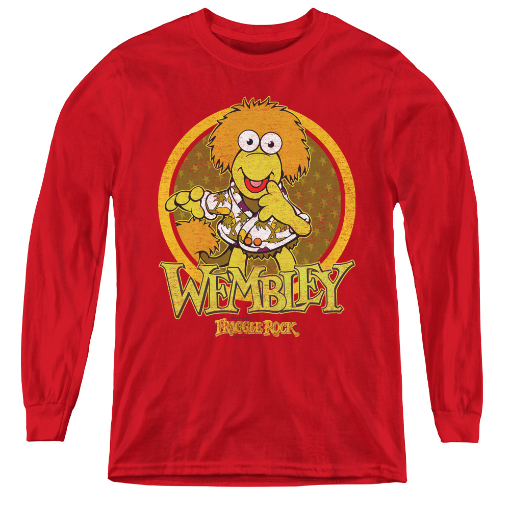 Fraggle Rock & Wembley Circle Youth Long Sleeve T-Shirt, Red - Medium