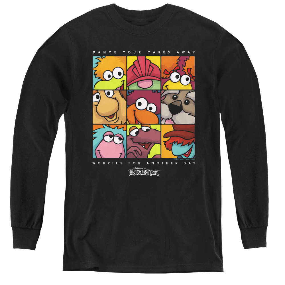 Fraggle Rock & Squared Youth Long Sleeve T-Shirt, Black - Extra Large