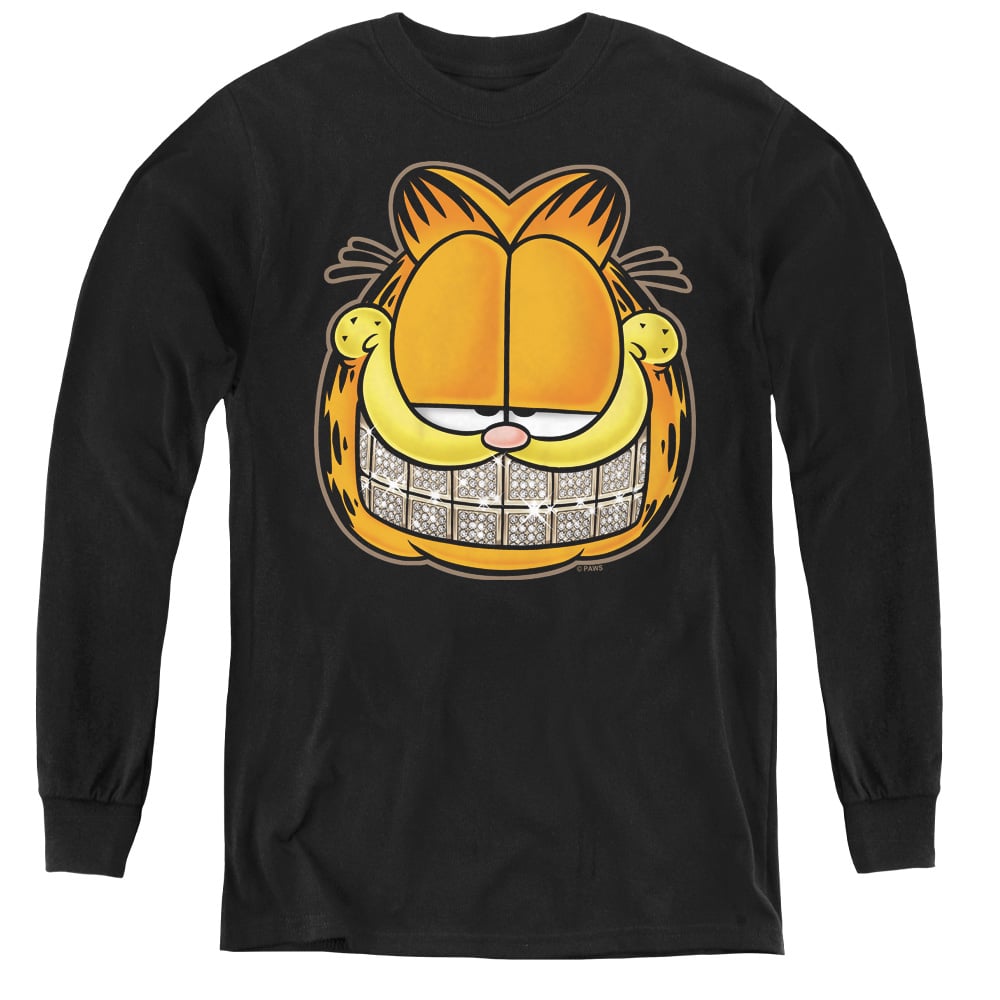 Garfield & Nice Grill Youth Long Sleeve T-Shirt, Black - Large