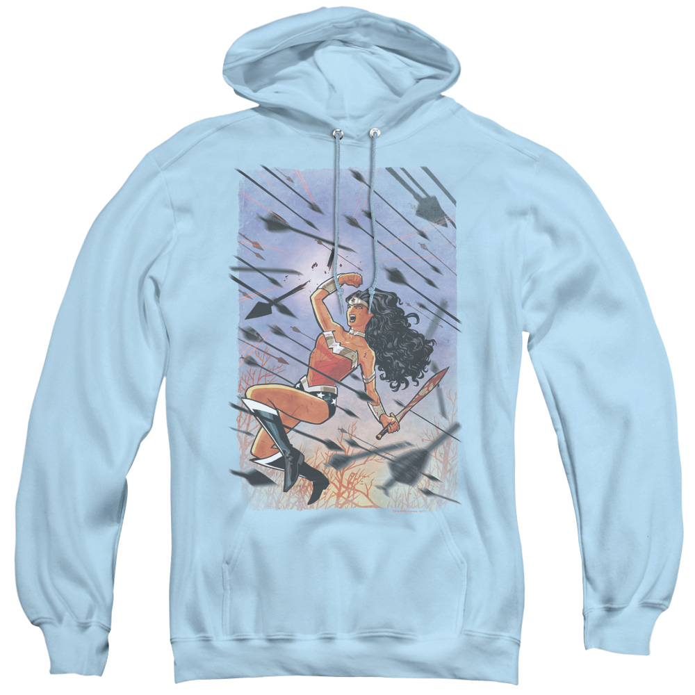 DCR106-AFTH-2 JLA & Wonder Woman No. 1 Adult Pullover Hoodie, Light Blue - Medium