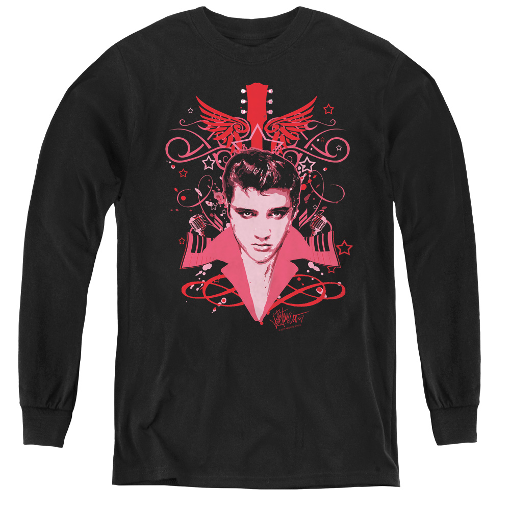 Elvis Presley & Lets Face it Youth Long Sleeve T-Shirt, Black - Medium