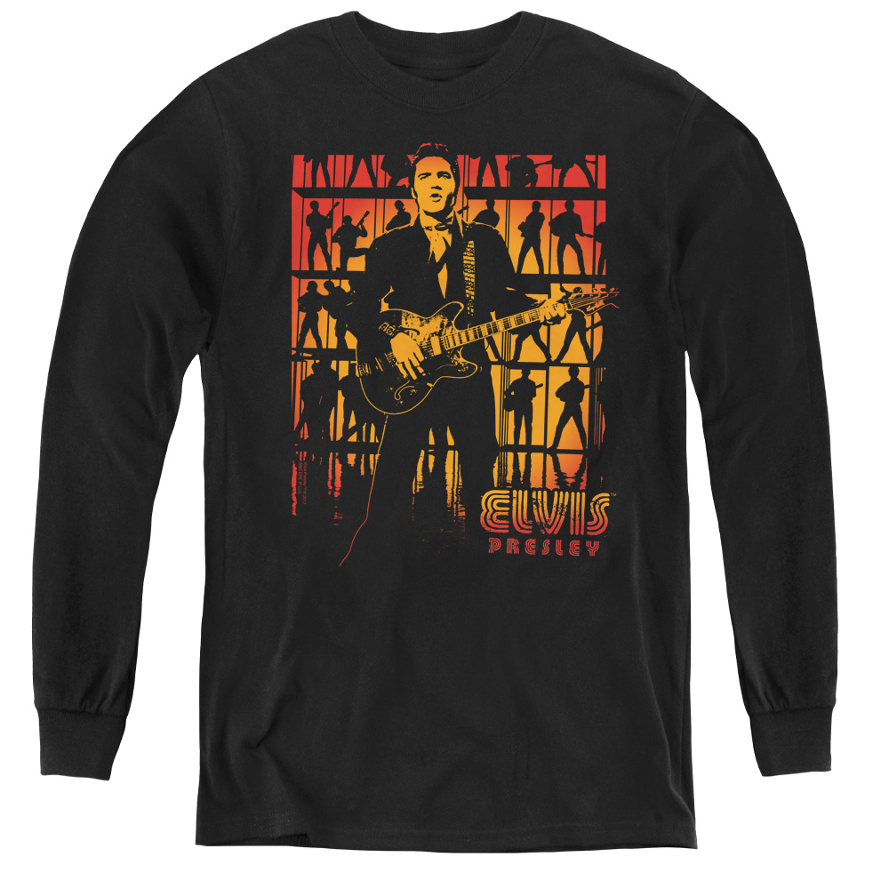 Elvis Presley & Comeback Spotlight Youth Long Sleeve T-Shirt, Black - Small