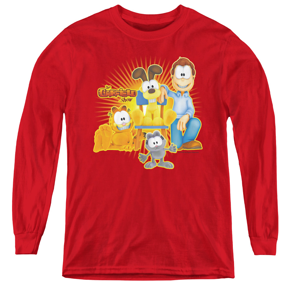 Garfield & Say Cheese Youth Long Sleeve T-Shirt, Red - Large