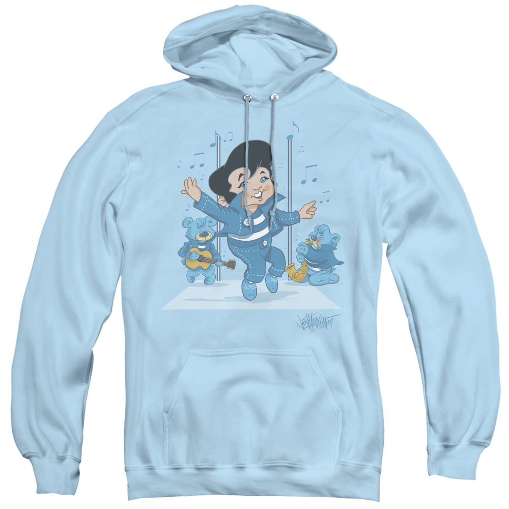 Elvis Presley & Jailhouse Rocker Adult Pullover Hoodie, Light Blue - Small