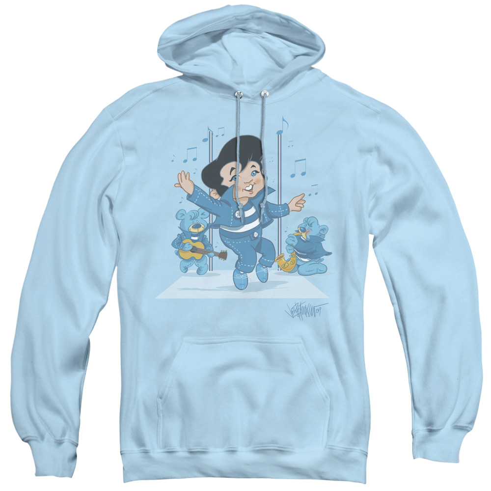 Elvis Presley & Jailhouse Rocker Adult Pullover Hoodie, Light Blue - Extra Large