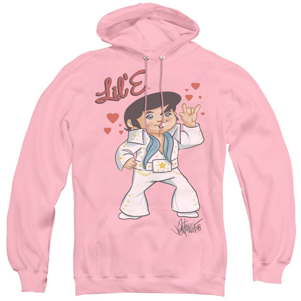 ELV679-AFTH-2 Elvis Presley & Lil E Adult Pullover Hoodie, Pink - Medium