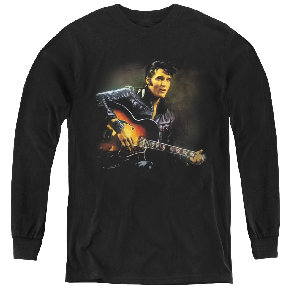 Elvis Presley & 1968 Youth Long Sleeve T-Shirt, Black - Medium