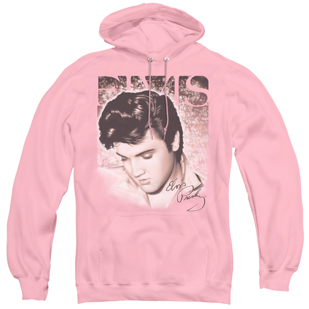 ELV753-AFTH-2 Elvis Presley & Star Light Adult Pullover Hoodie, Pink - Medium