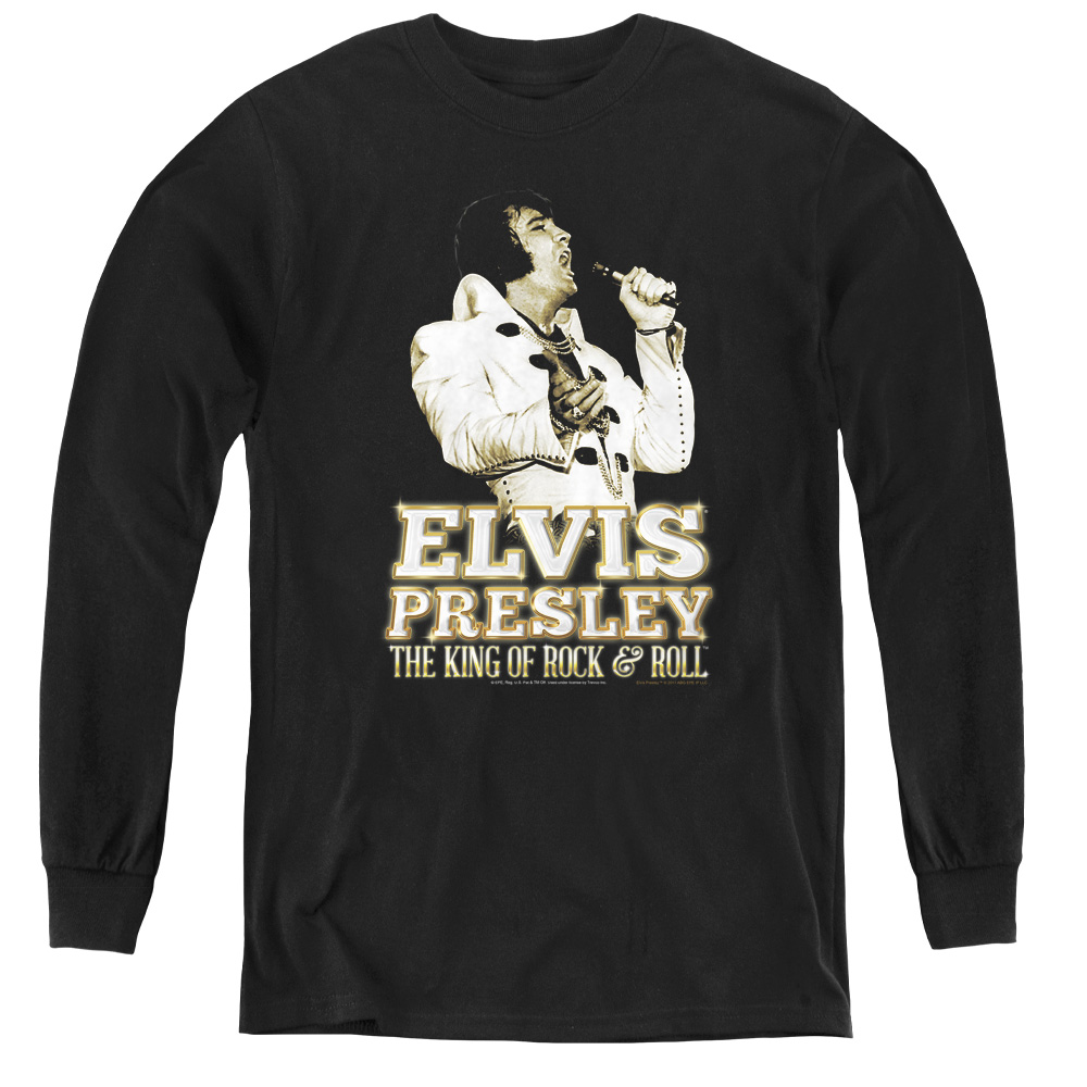ELV785-YL-3 Elvis Presley & Golden Youth Long Sleeve T-Shirt, Black - Large