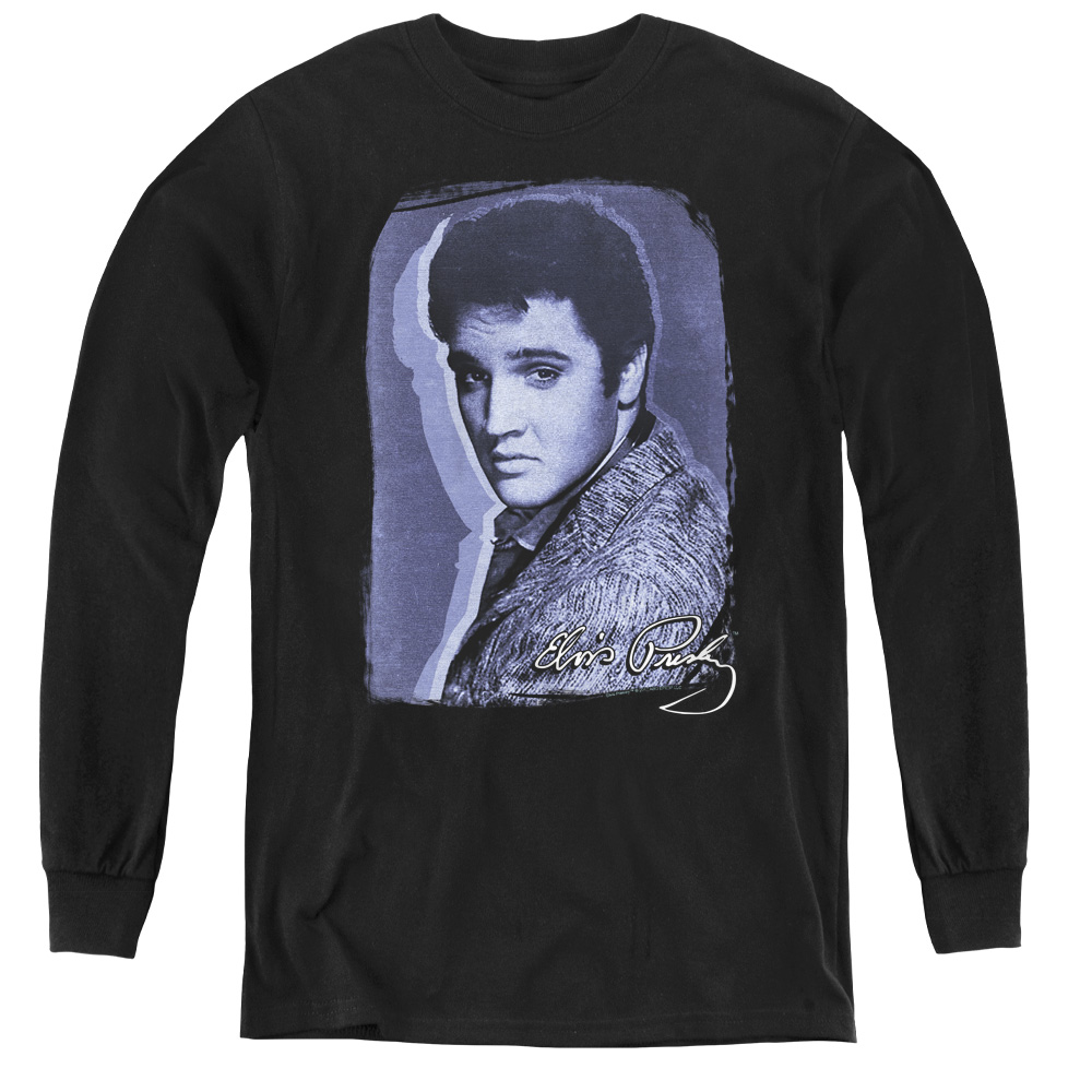 Elvis Presley & Overlay Youth Long Sleeve T-Shirt, Black - Medium